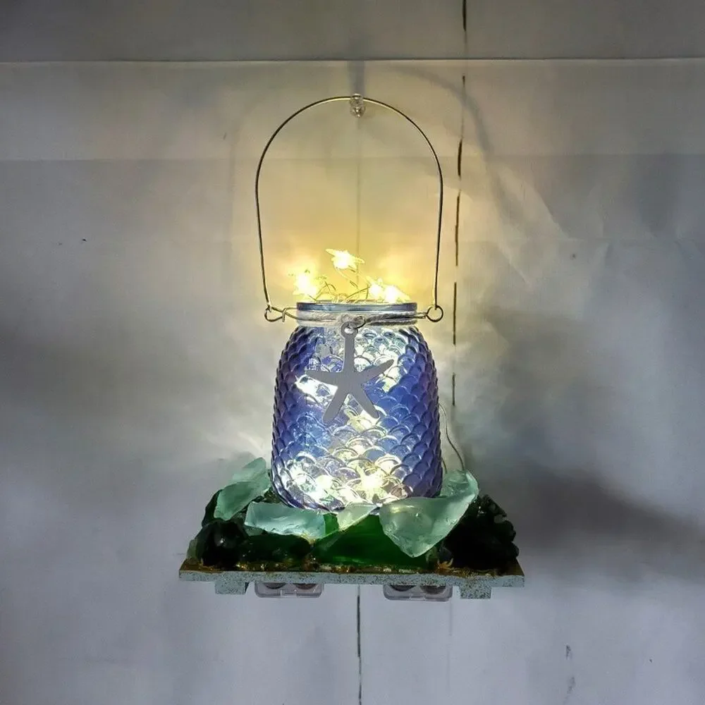Unbranded Artisan Nautical Starfish Sea Glass Textured Decorative Night Light